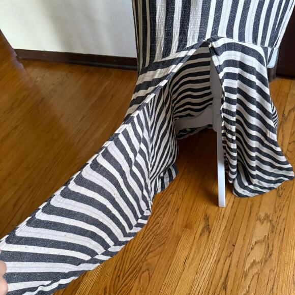 FREE PEOPLE | LA Baby Striped Wrap Cutout Midi Dress Gray White | Size 2 - Picture 7 of 7